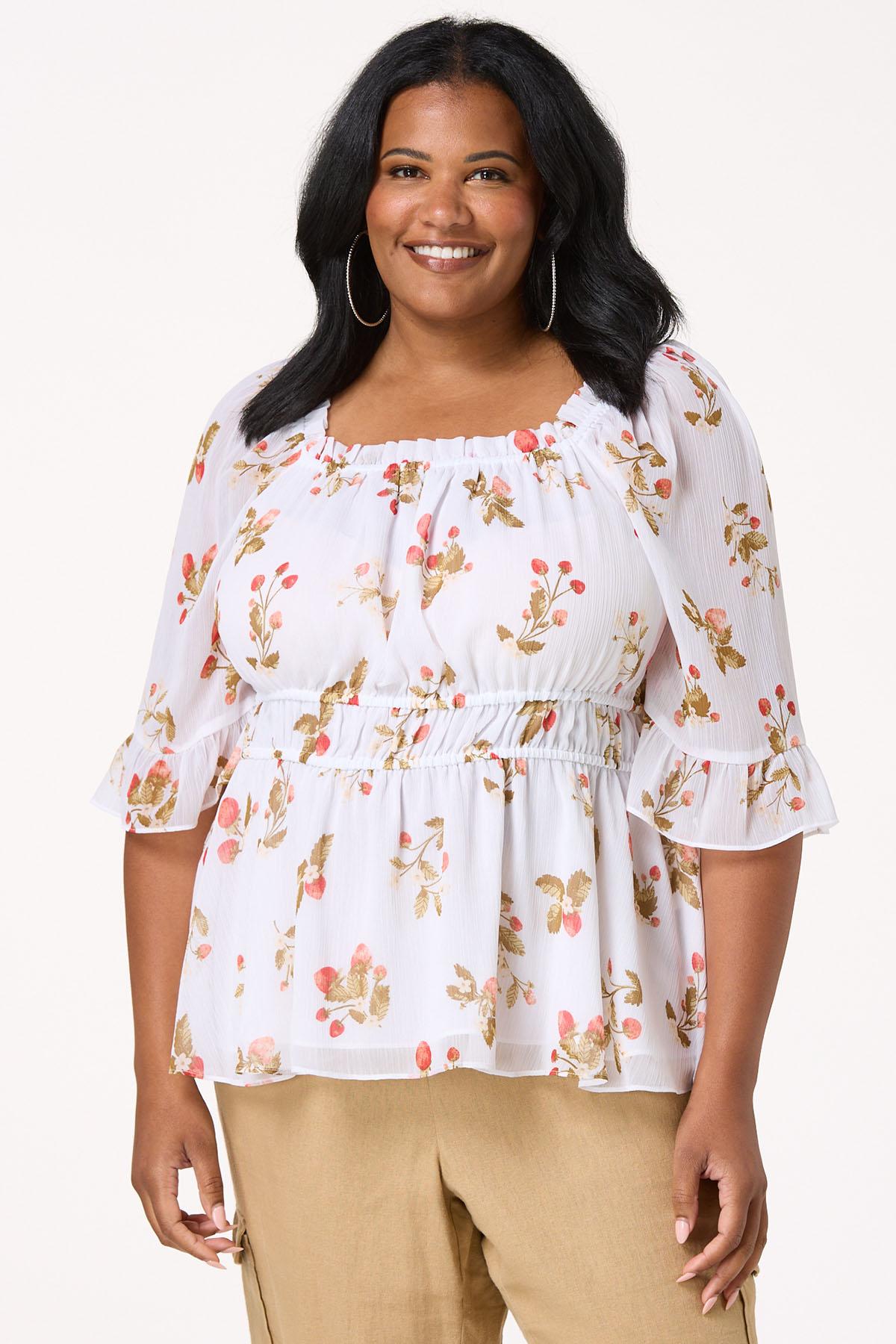 Plus Size Strawberry Peplum Top