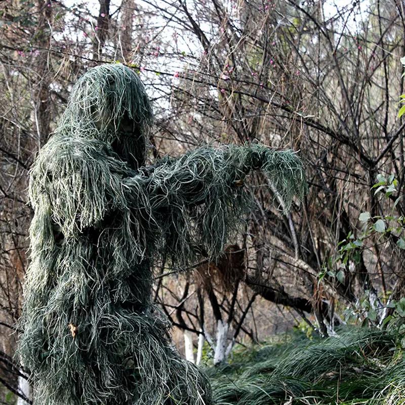 5 in 1 Ghillie Suit, 3D Camouflage Hunting Apparel Including Jacket, Pants, Hood, Carry Bag Suitable for Unisex Adults/Youth (S/M/L)