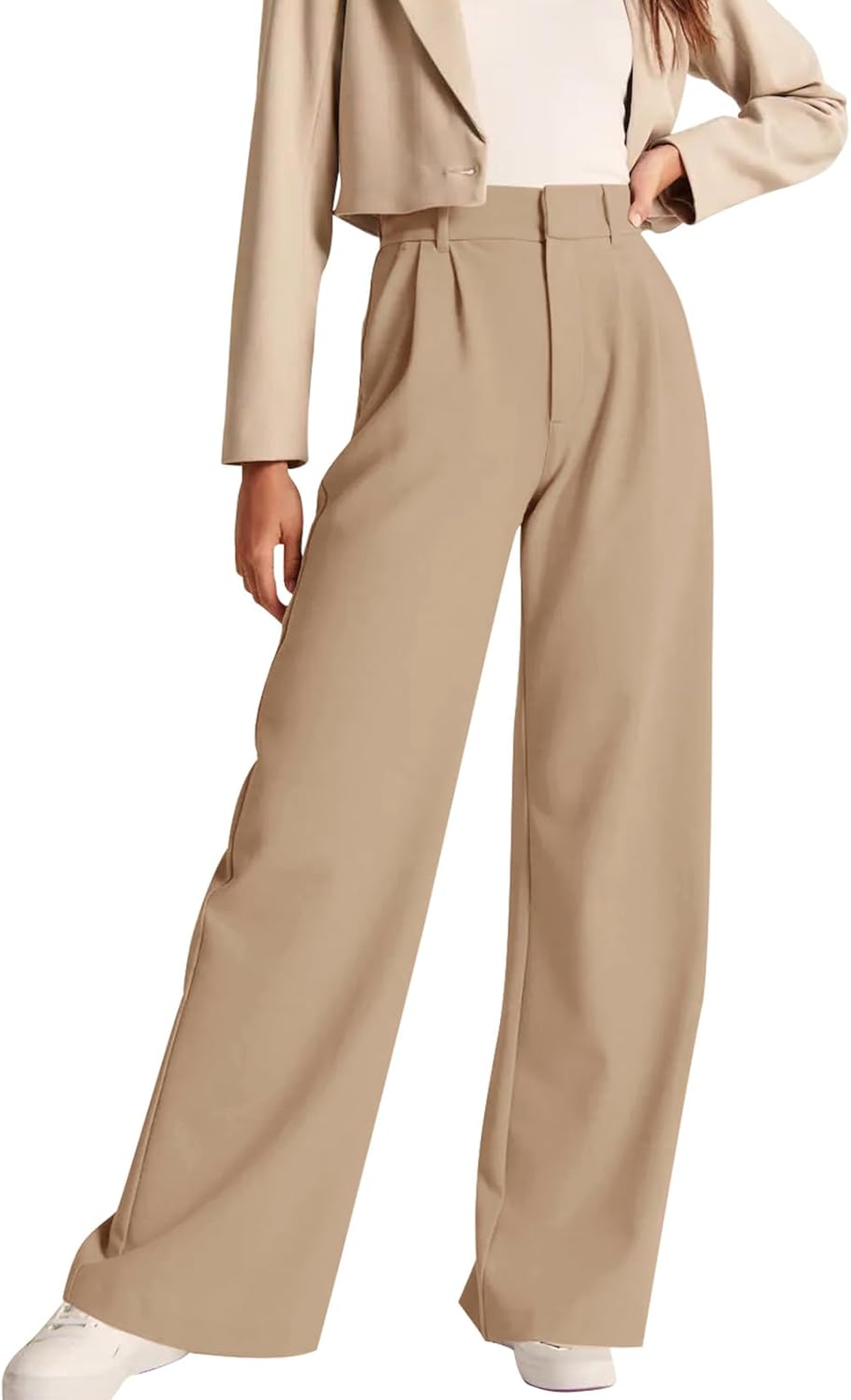 High-Waisted Work Pants for Women – Business Casual Office Trousers with Pockets