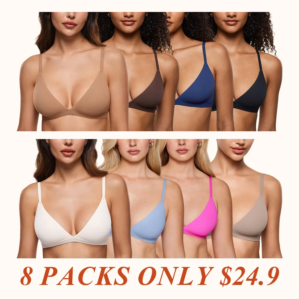 Women's Inbarely Triangle Bralette Plunge Unlined Seamless Bra No Underwire Sexy Comfortable