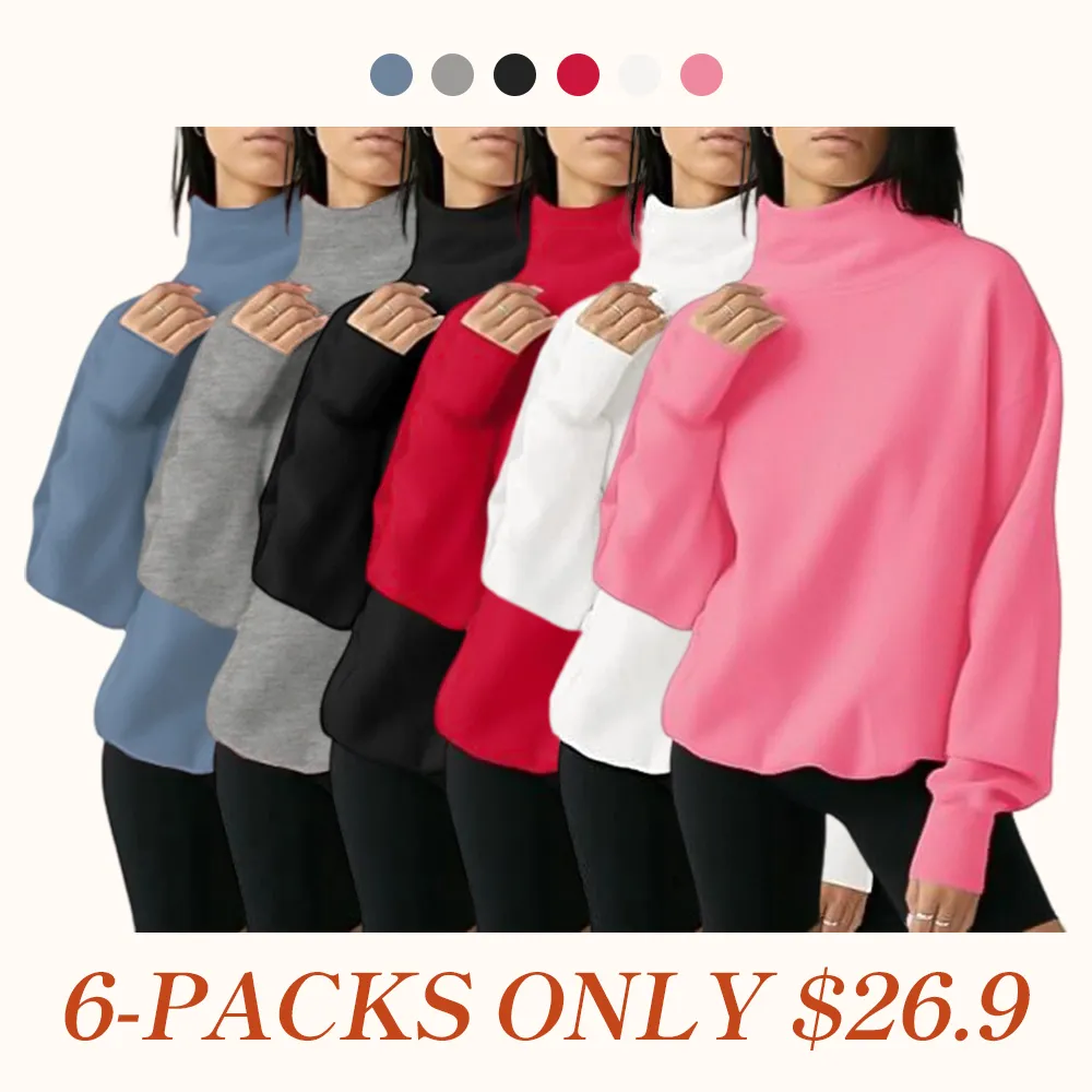 Women's Oversized Turtleneck Sweatshirt Long Sleeve Pullover Casual Tops