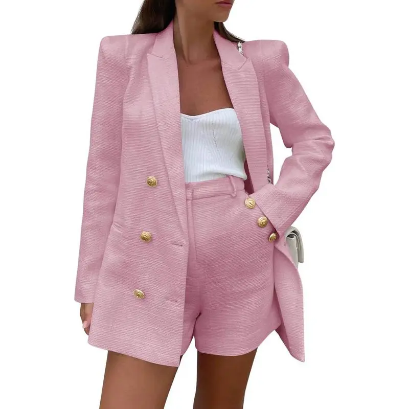 Women's 2 Piece Tweed Blazer Shorts Set