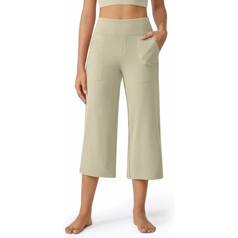 Mother's Day Sale💕Capri Pants for Women Wide Leg Yoga Dress Cropped Pants