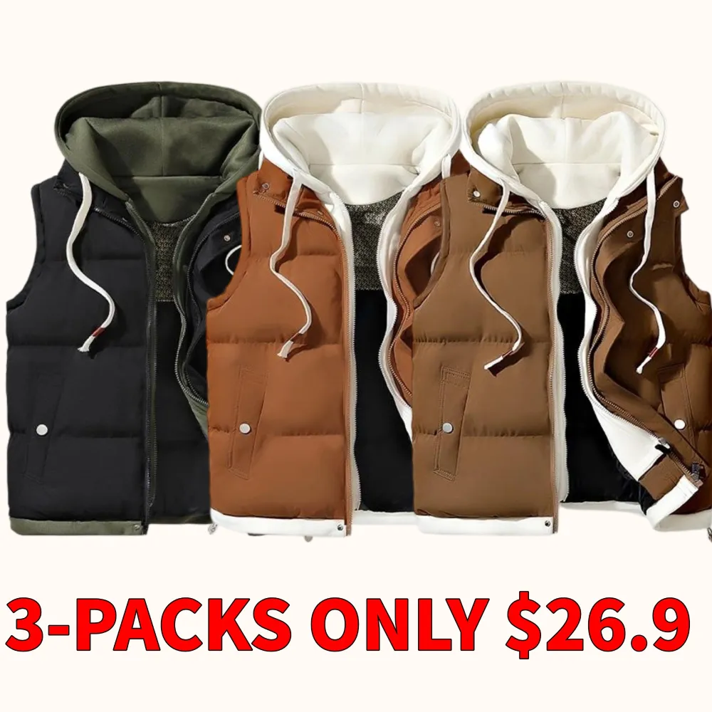 Men's hooded color-block quilted vest