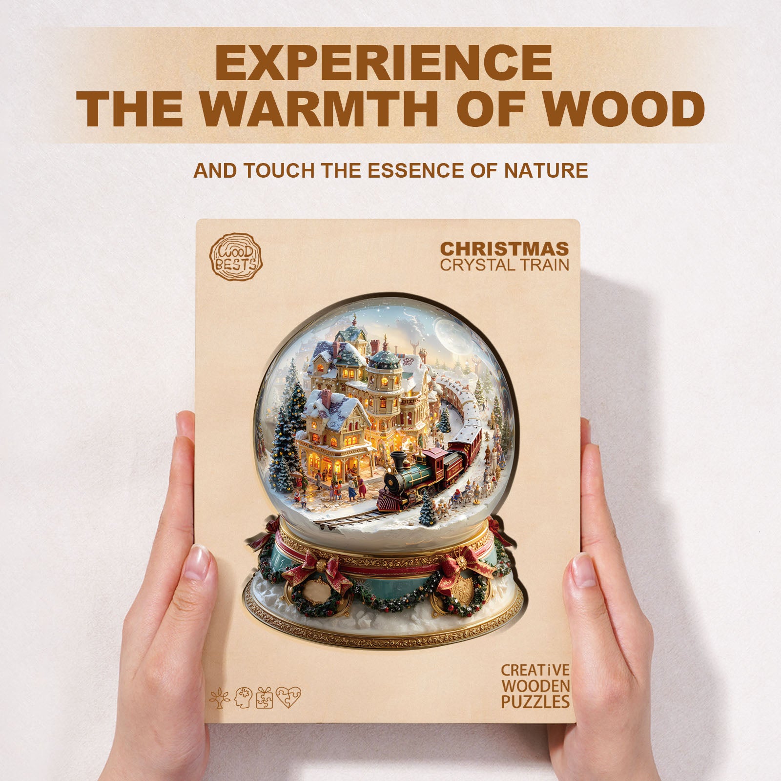 Christmas Crystal Train Wooden Jigsaw Puzzle