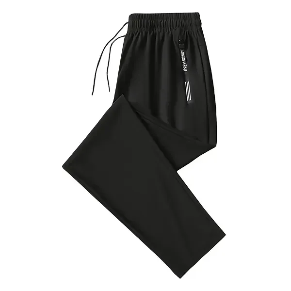 Ice silk sweatpants, drawstring elastic design, with zippered pockets