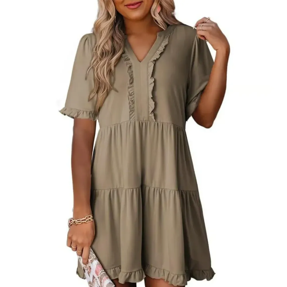 Casual V-Neck Mini Dress (Less than $3 each!)