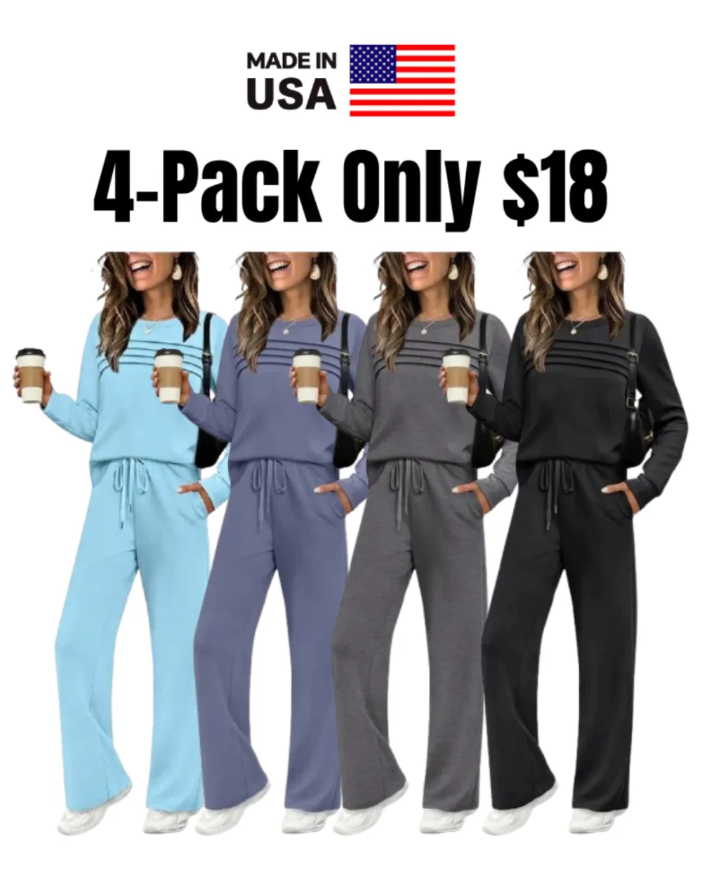✨Women's Long-Sleeve Pullover Tracksuit Set - Soft Drawstring 2-Piece Outfits