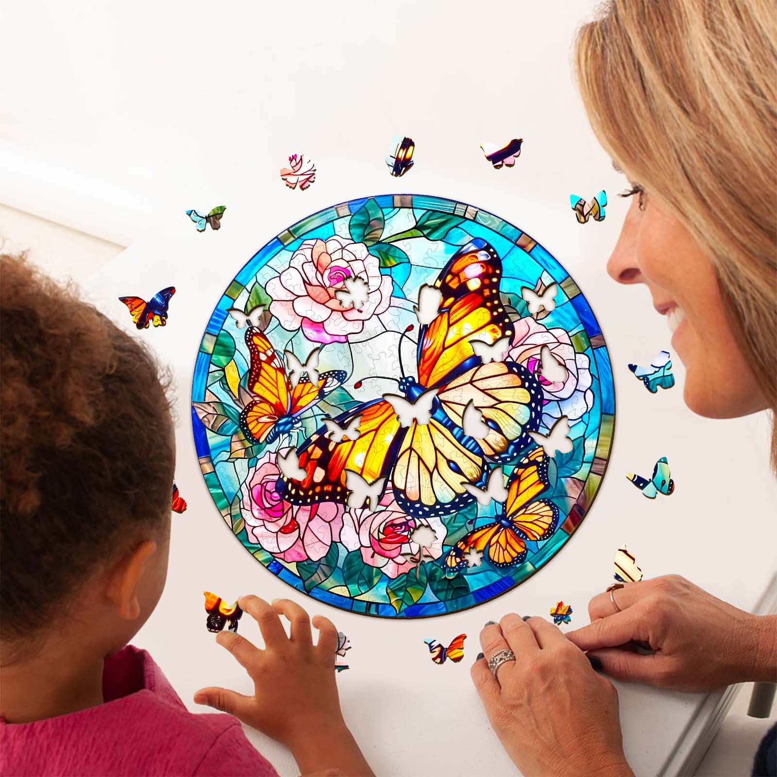 Stained Glass Butterfly Wooden Jigsaw Puzzle