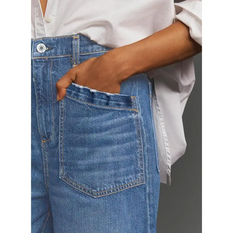 Women's Wide Leg Jeans High Waisted Stretchy Jeans Straight Leg Loose Fit Zimbaplatinum Ankle Denim Pants