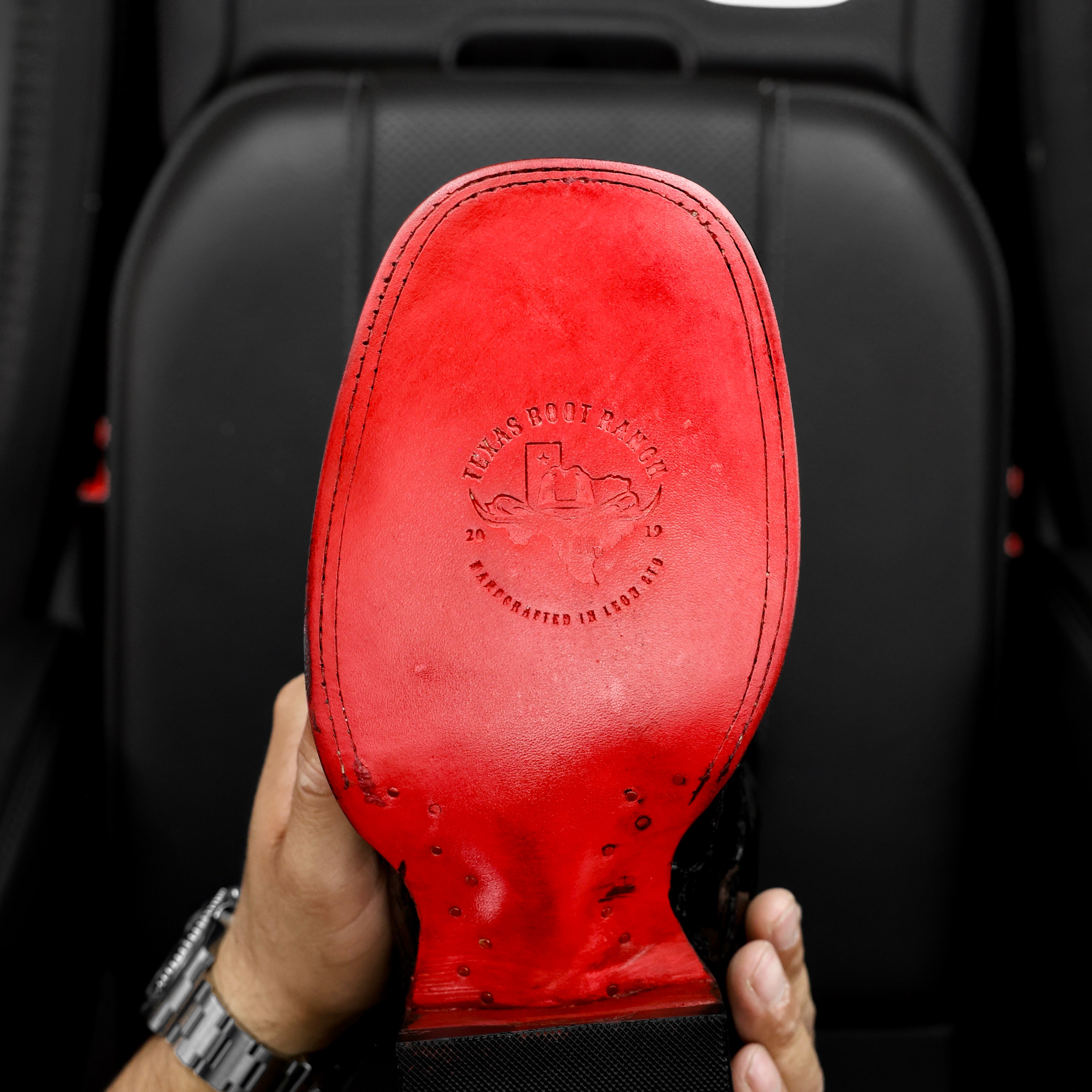 Total Black Pirarucu Leather Boots - Square Toe