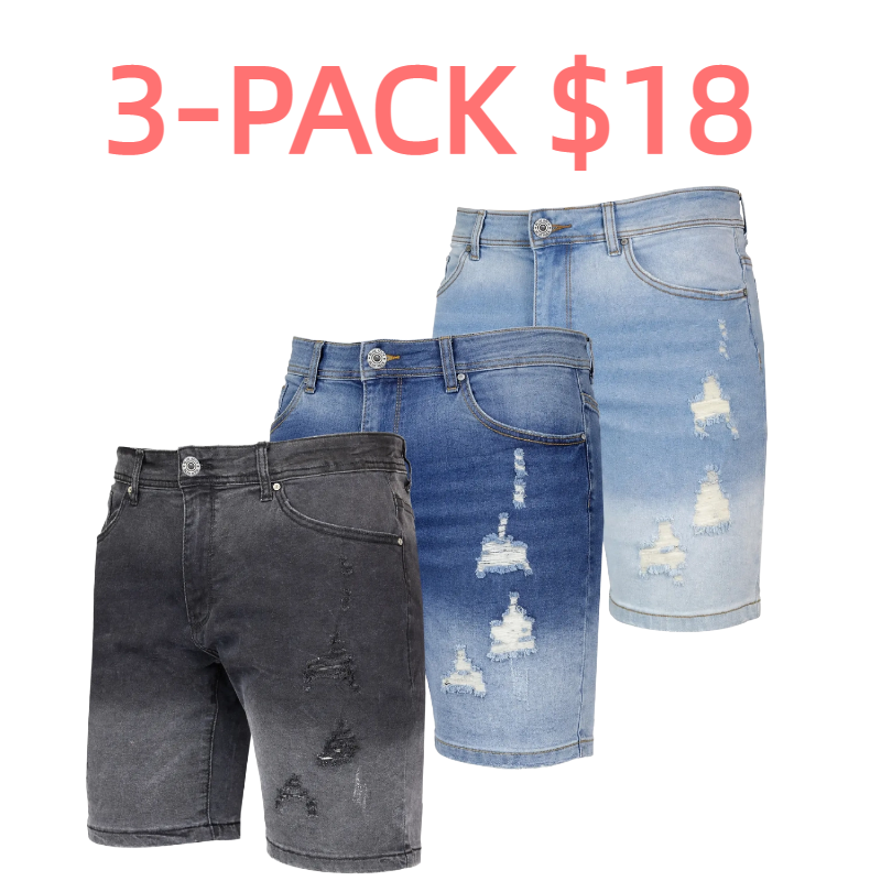 Mens 3 Pack Classic Jean Shorts with Multiple Styles