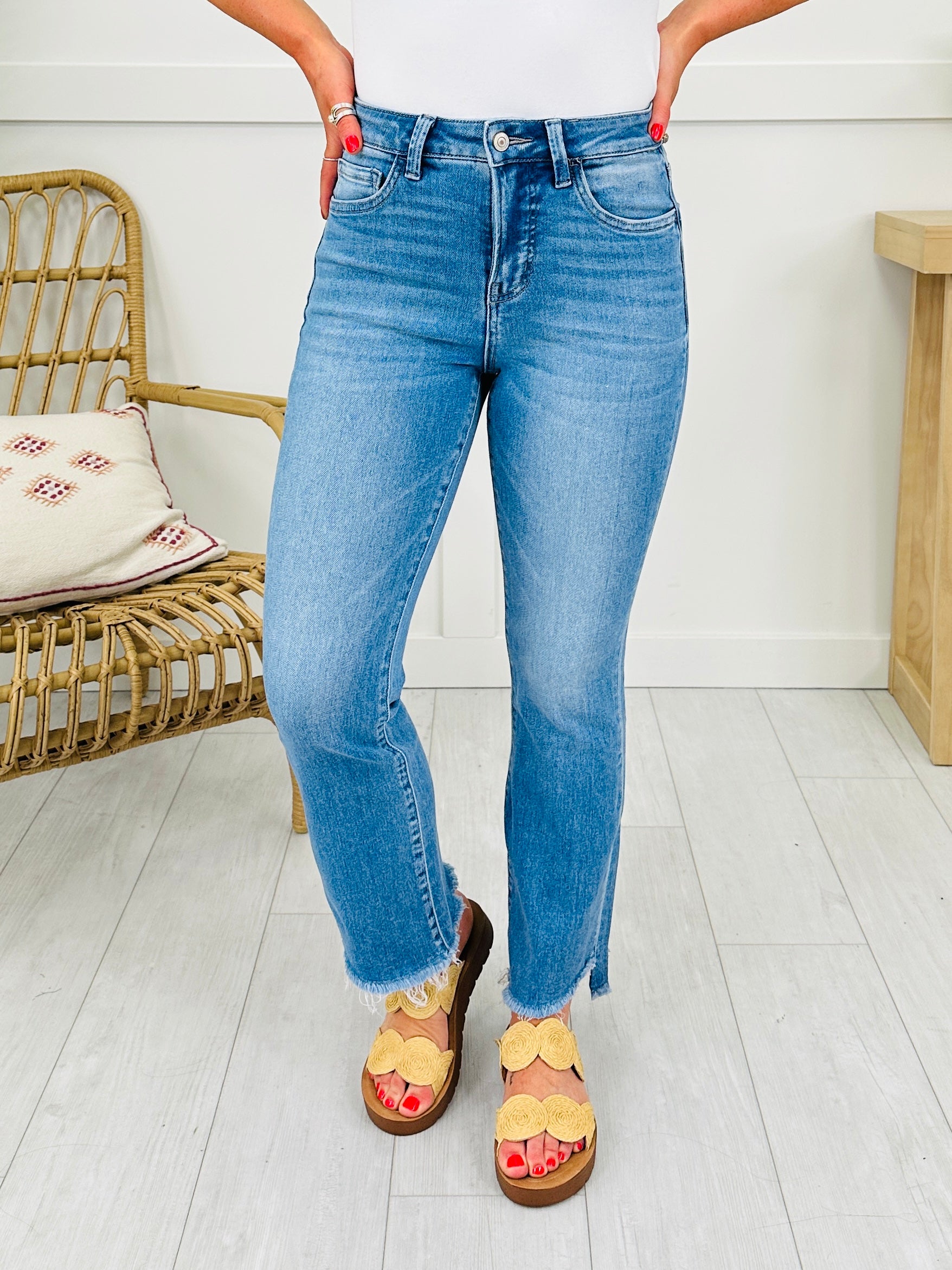 Severely Soft Tummy Control Cropped Kick Flare Jeans
