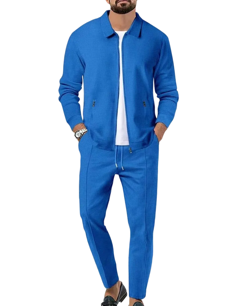 Men's solid color sports two-piece set