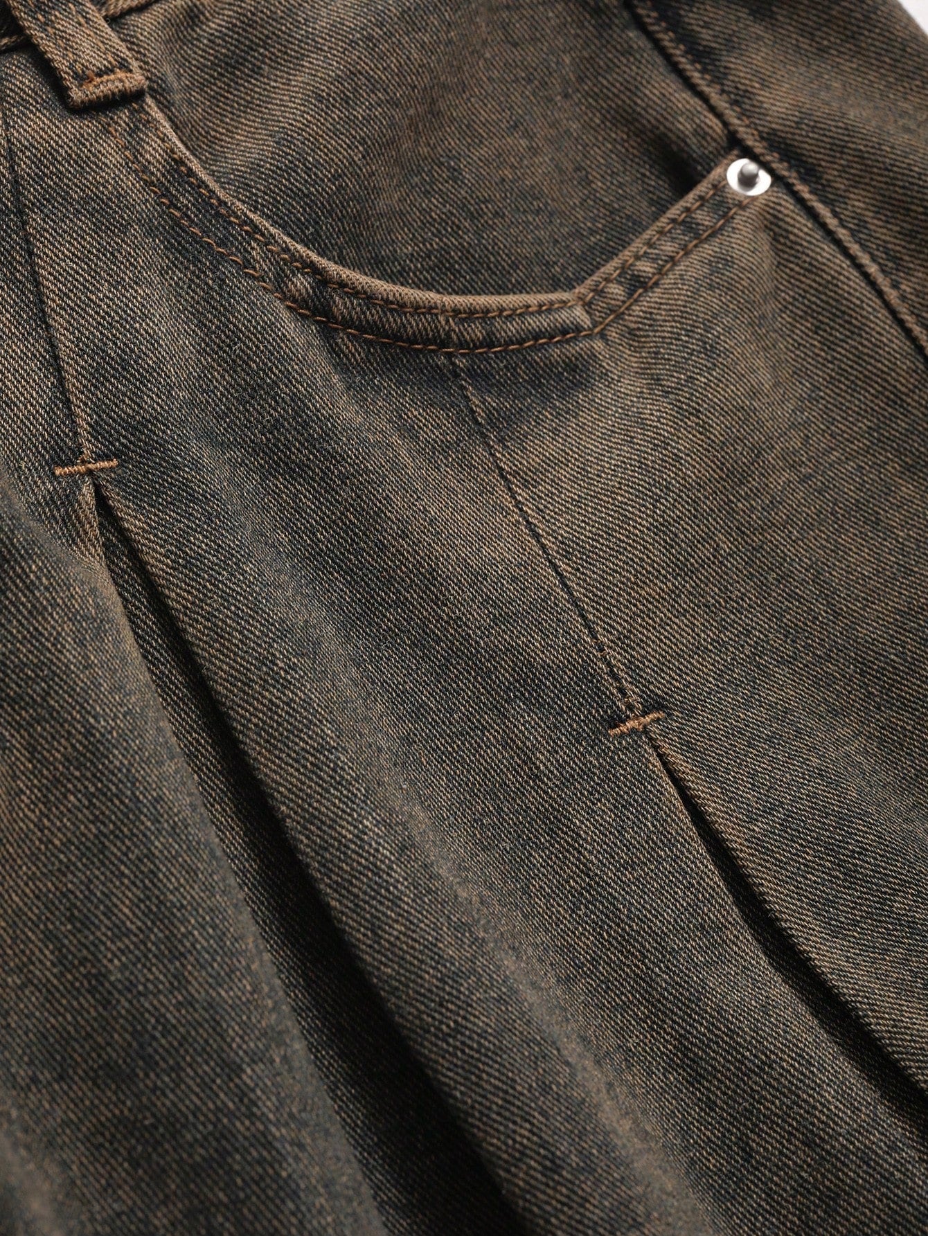 Rustic Cocoa Pleated Extra Wide Leg Jeans