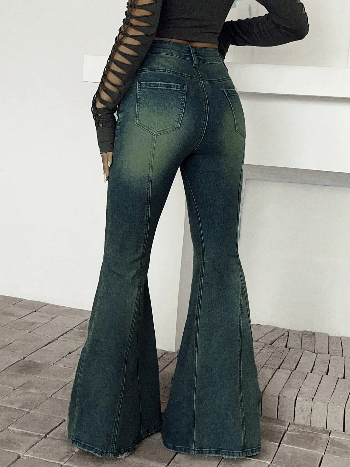 Bohemian Feels Raw Hem Stretch Flare Jeans