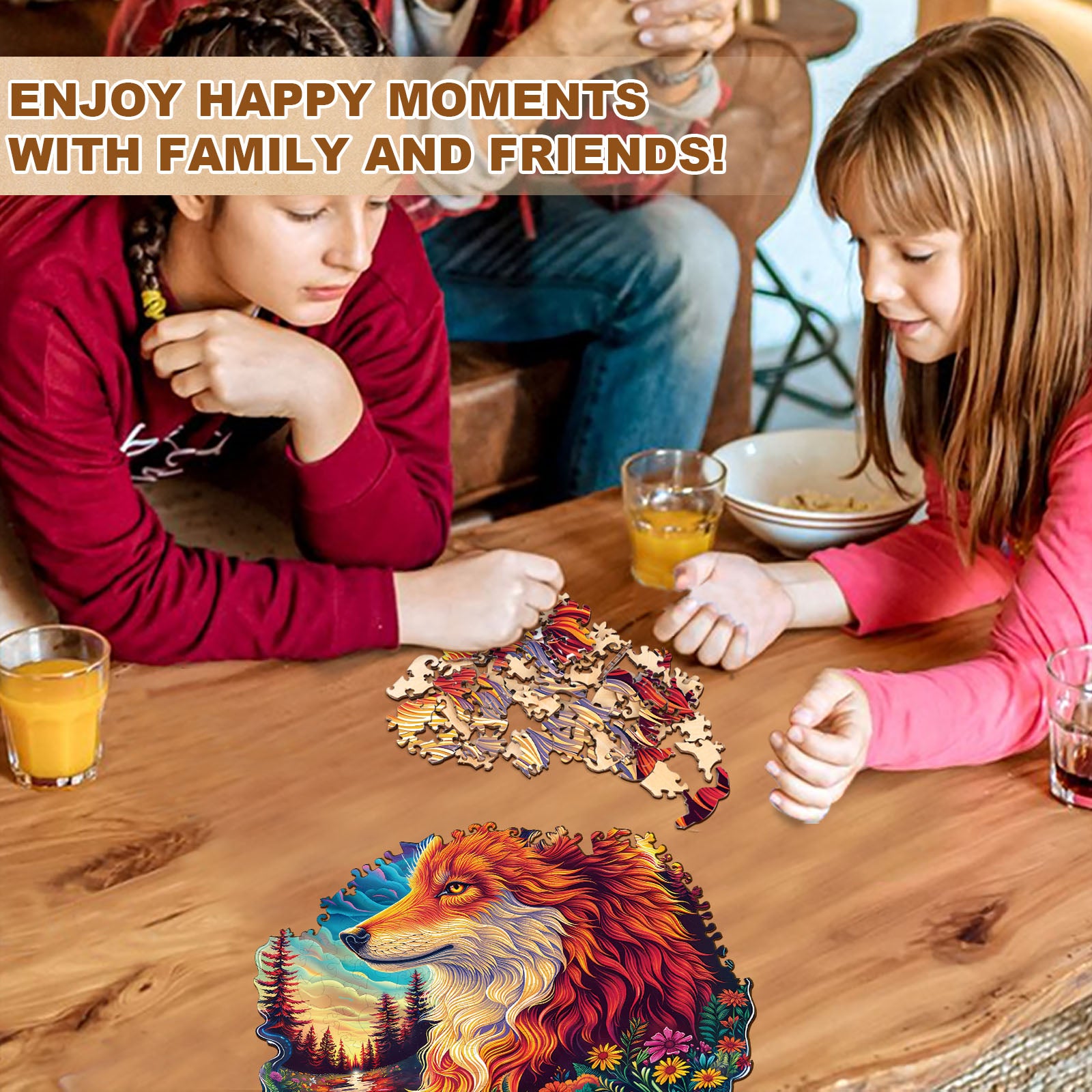 Colorful Star Wolf Wooden Jigsaw Puzzle