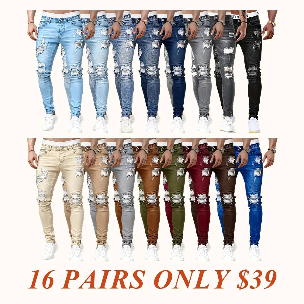 Men’S Casual Slim-Fit Denim For Streetwear Fans Suitable For Daily Wear And City Use Medium Elasticity Medium