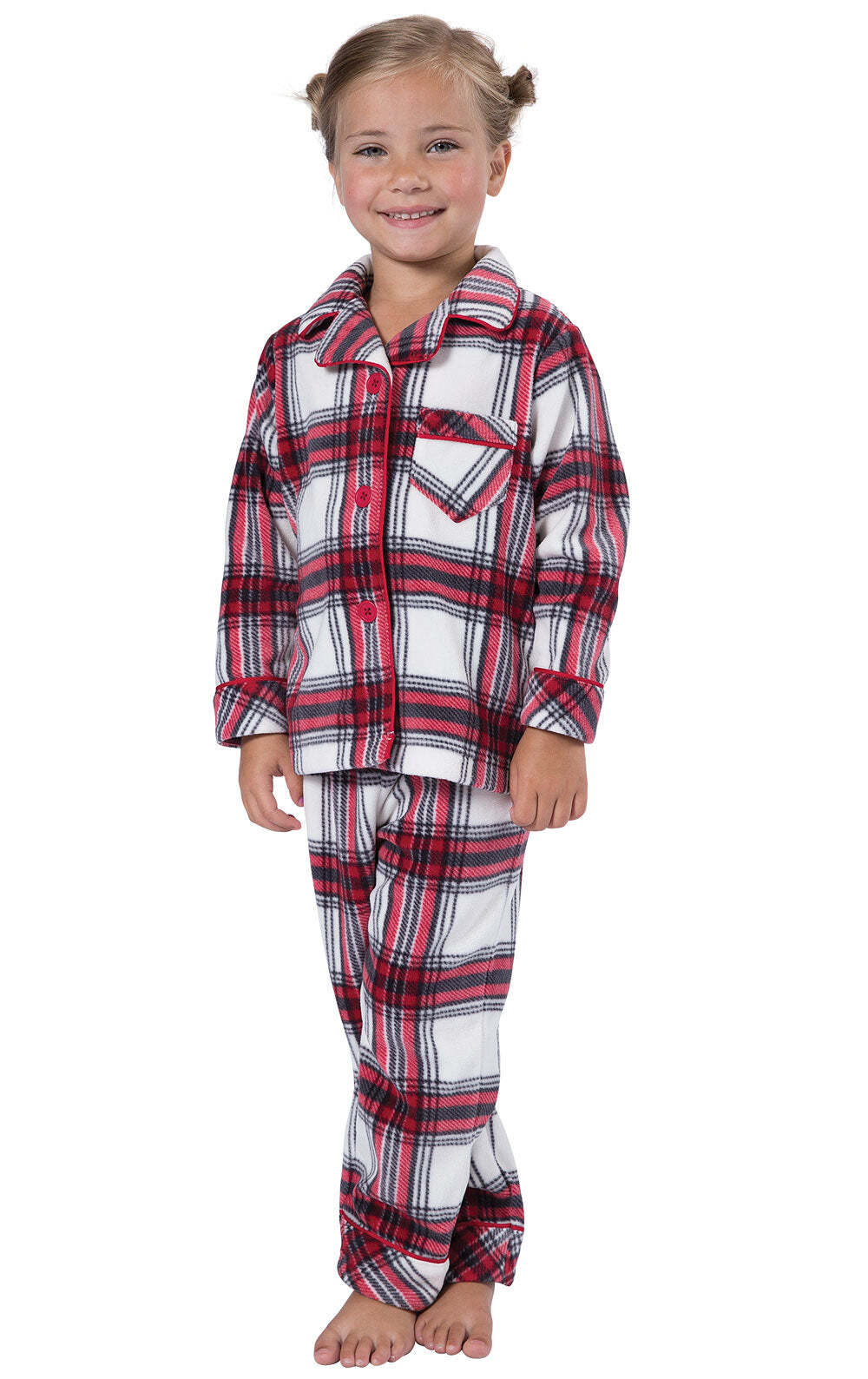 Fireside Plaid Fleece Button-Front Matching Family Pajamas