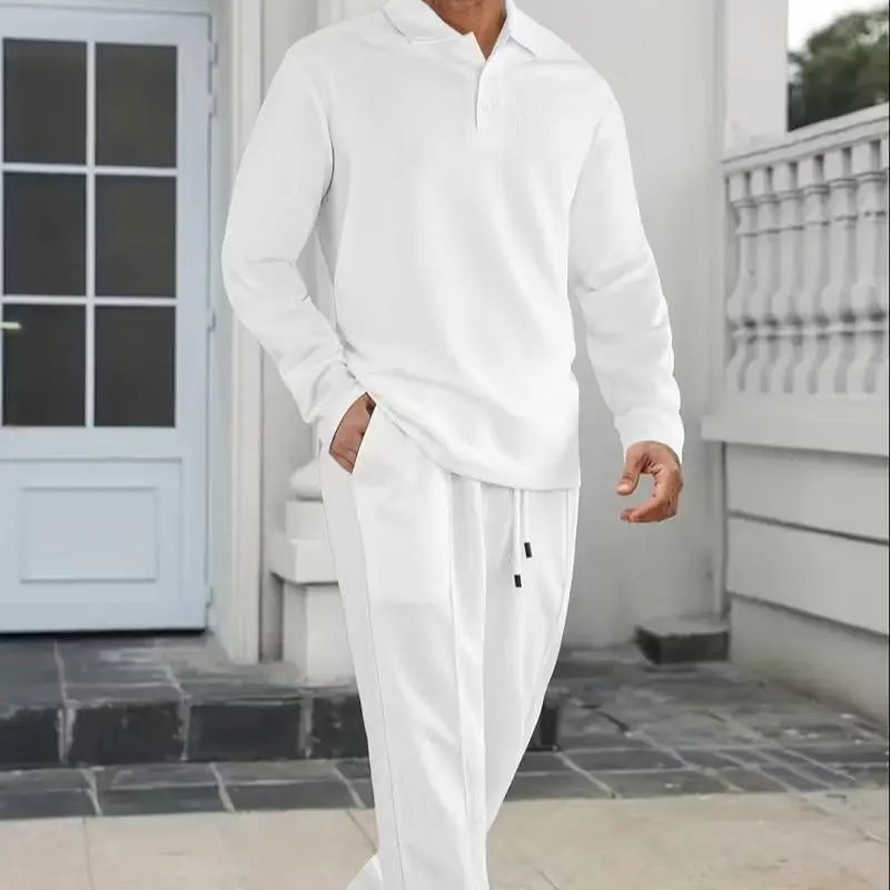 2-piece men's luxury retro suit set - Four season long sleeved jacket and pants with chest pocket