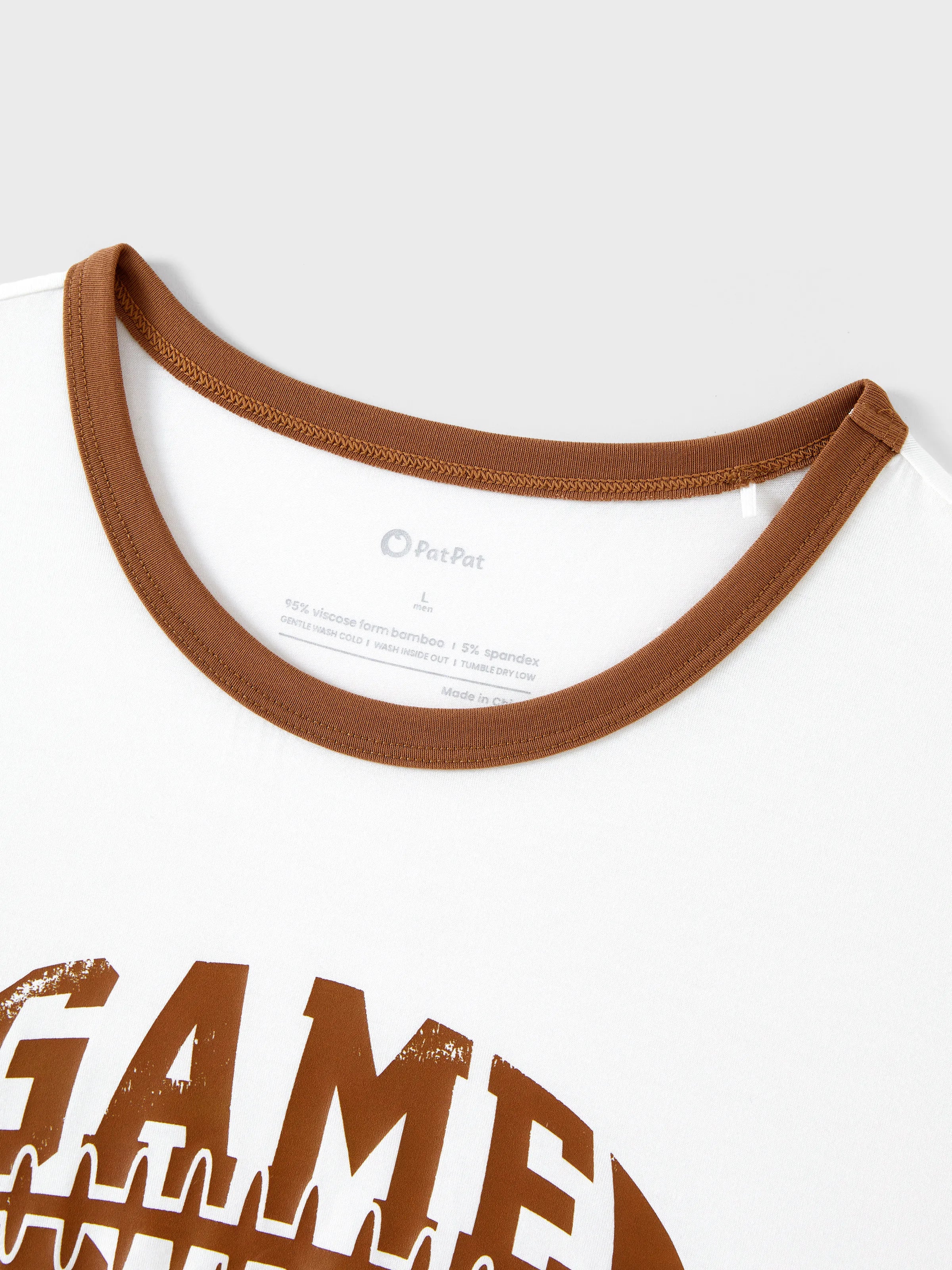 Bamboo Family Pajamas Football and Letter Print Short-sleeve Matching Pajama Set ( Snug-Fitting for Children ) Khaki