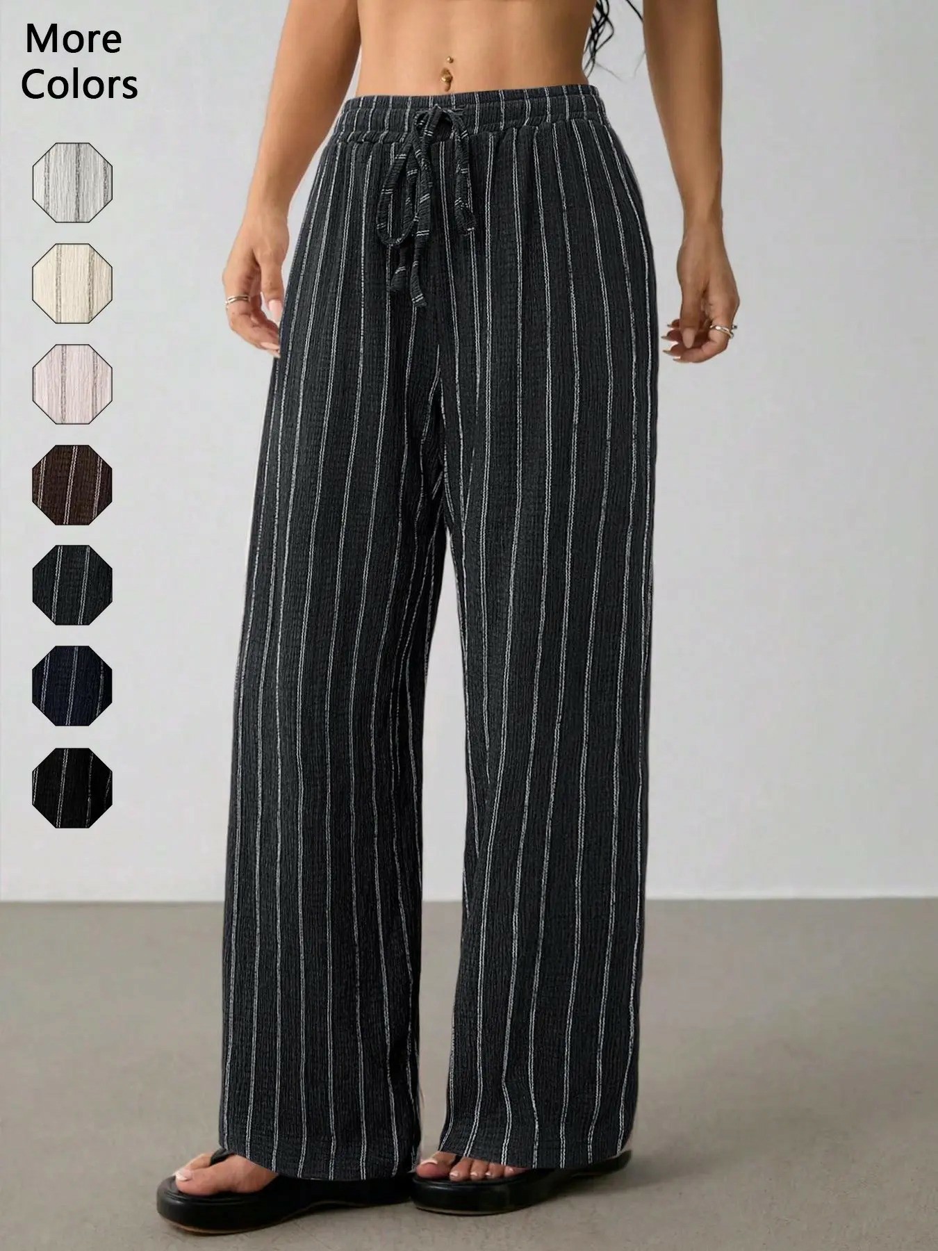 🔥Easter Sale!Women's Striped Waist-Tie Straight-Leg Loose Streetwear Pants