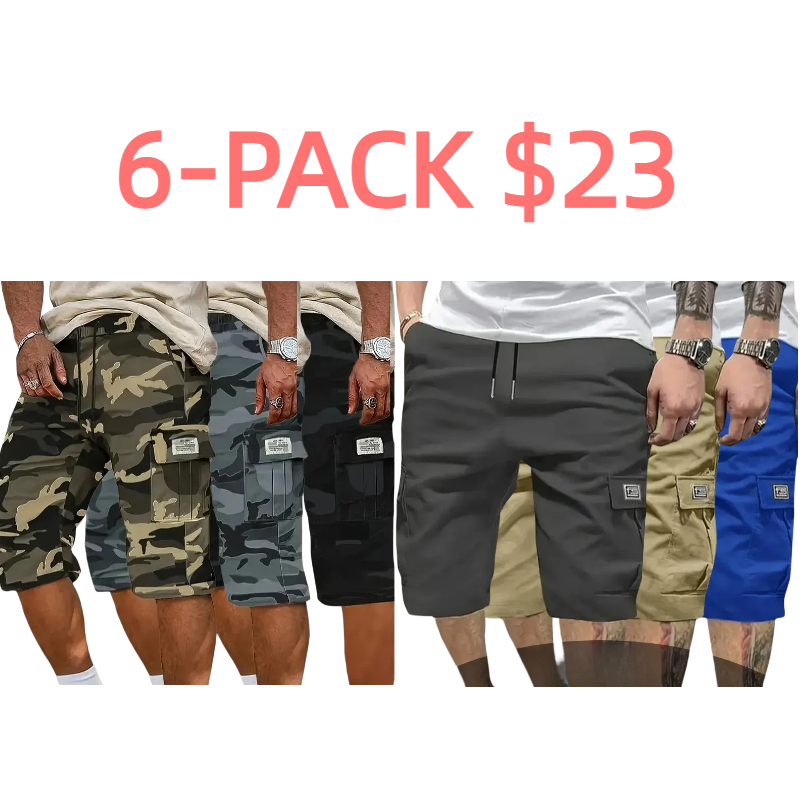 Camouflage Twill Pocket Shorts Three-Piece Set