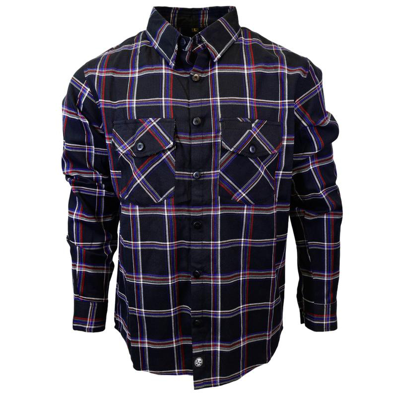 🔥 Men’s Patriot Red, White & Blue Flannel Shirt — Hidden Snap Collar