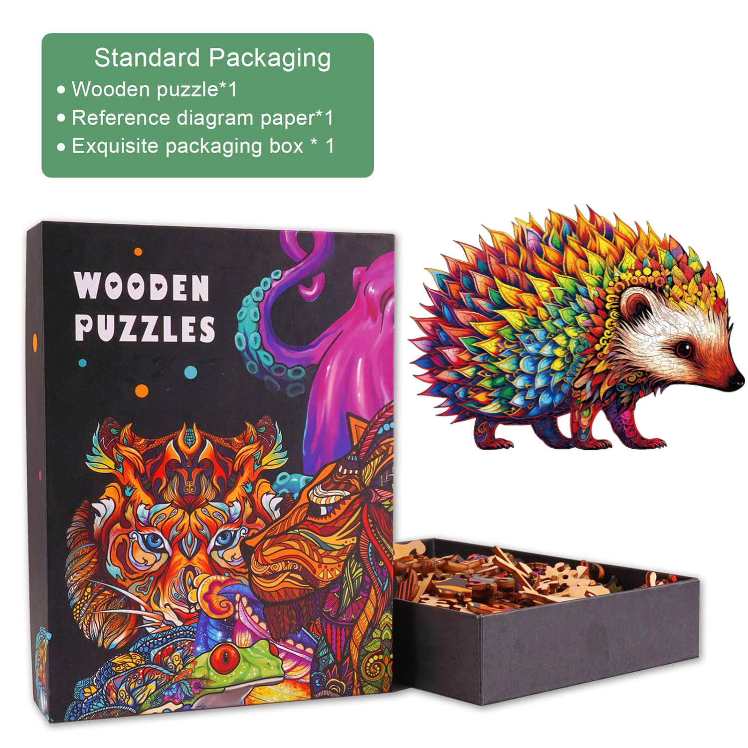 Cute Hedgehog Wooden Jigsaw Puzzle