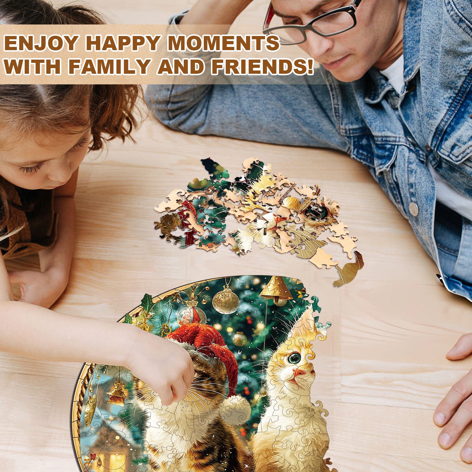 Christmas Kitten Combination Wooden Jigsaw Puzzle