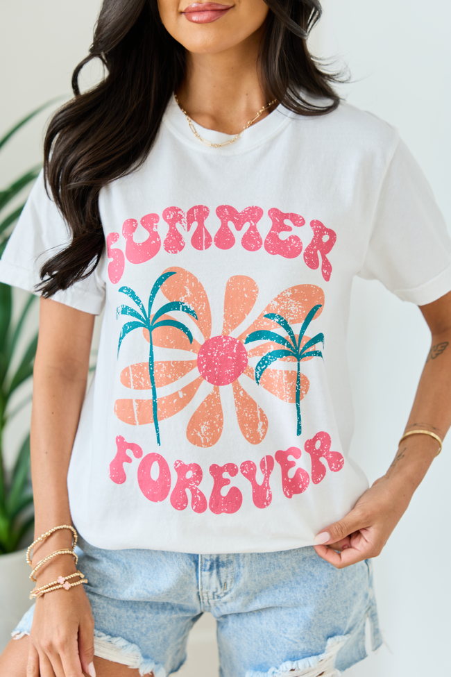 Summer Forever White Graphic Tee