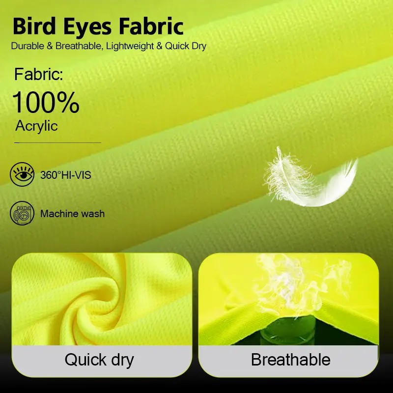 3/6-Pack High Vis Safety Long Sleeve | Reflective & Breathable Work T-Shirts with Pocket for Construction, Warehouses, Outdoor Work, Night Fishing