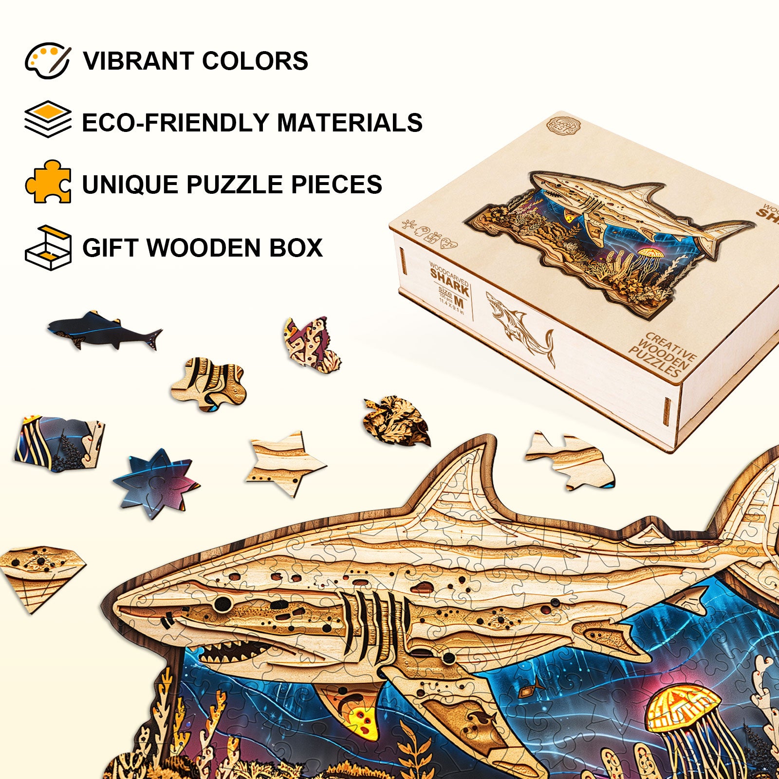Woodcarved Shark Wooden Jigsaw Puzzle