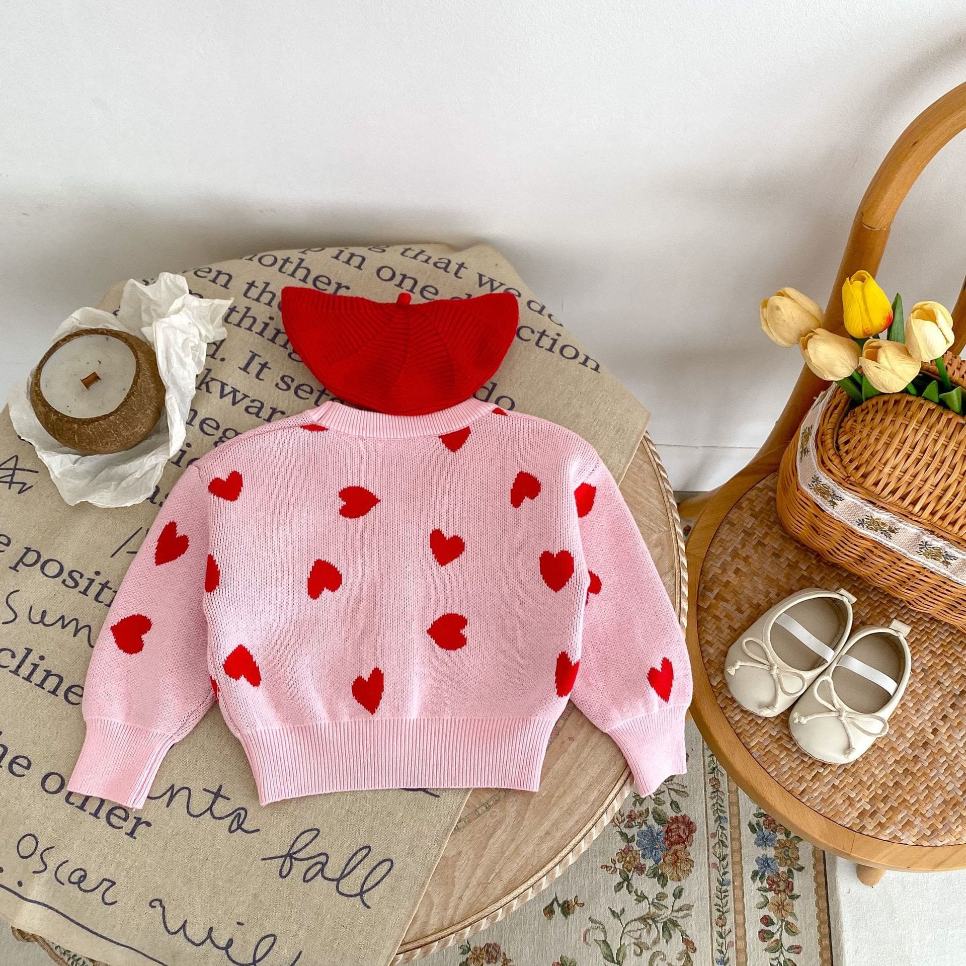 Baby Knitted V-neck Heart Cardigan