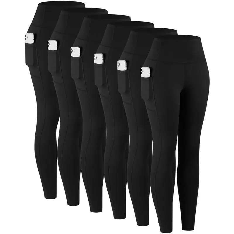 Women's high-waisted yoga pants with pockets.