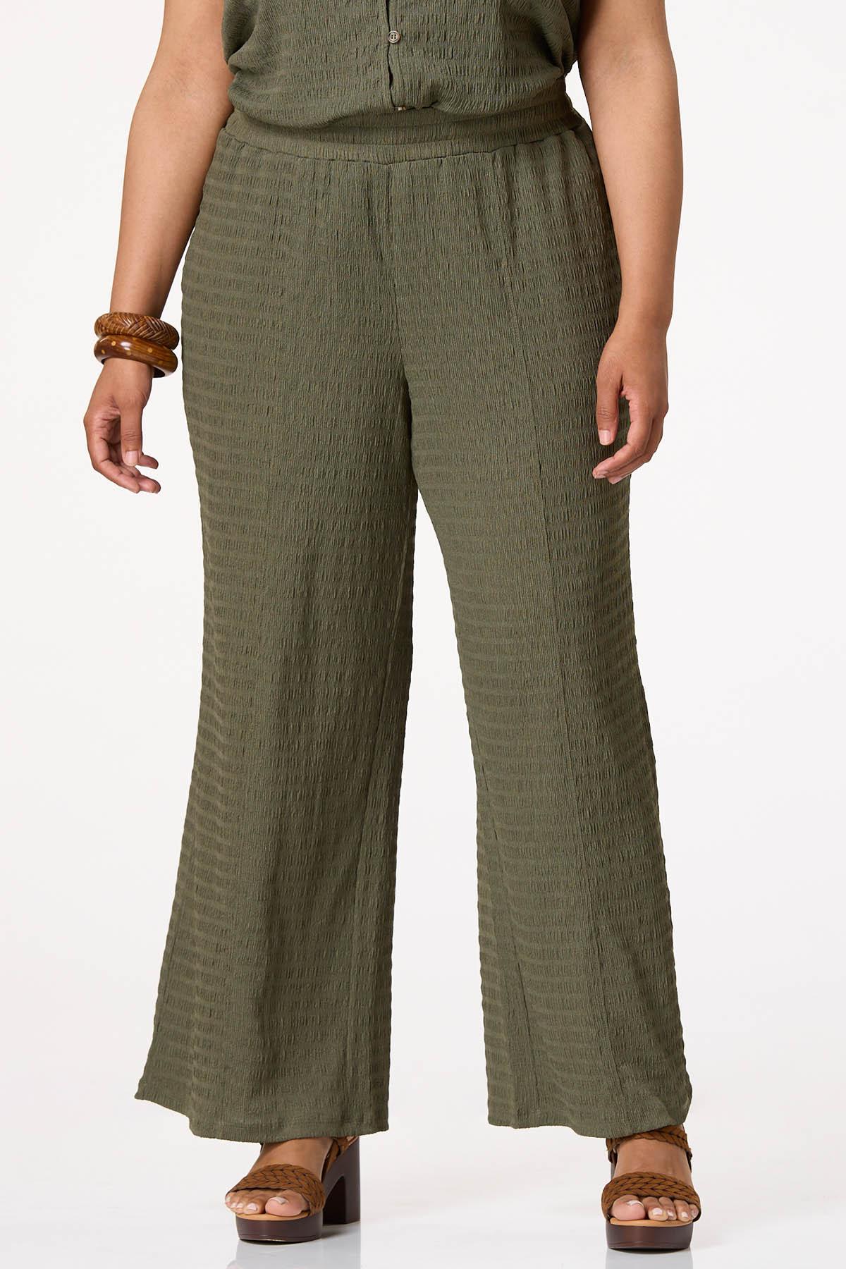 Plus Size Textured Wide Leg Knit Pants