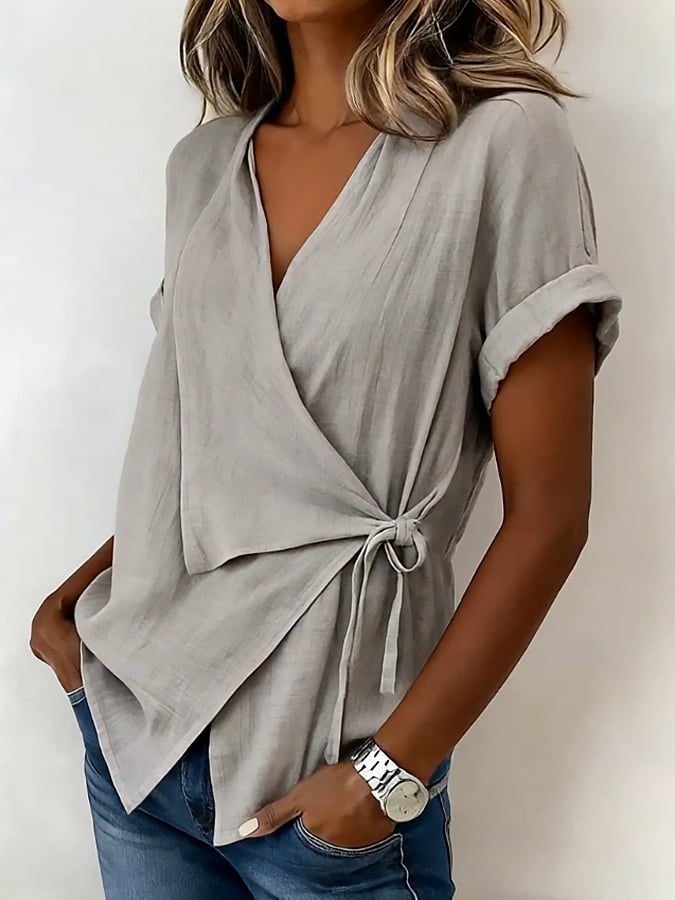 Women'S Casual Solid Short-Sleeved Top
