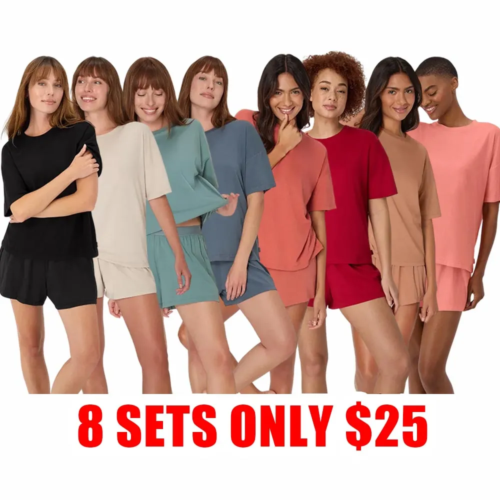 Women’s 2-Piece Lounge Set – Soft Boxy T-Shirt & Sleep Shorts