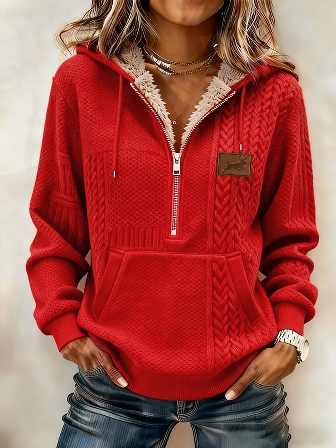 Women's Retro Western Style Zip-Up Hoodie