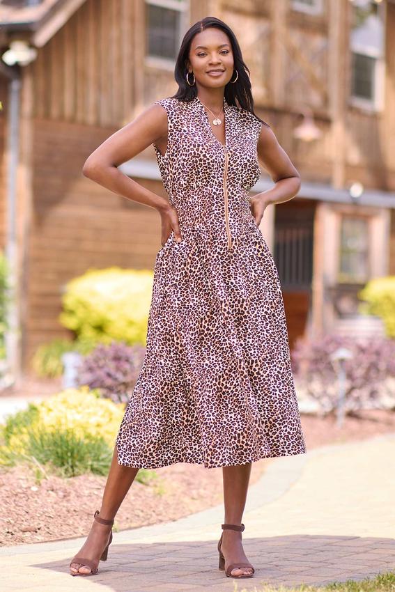 Animal Zip Front Dress