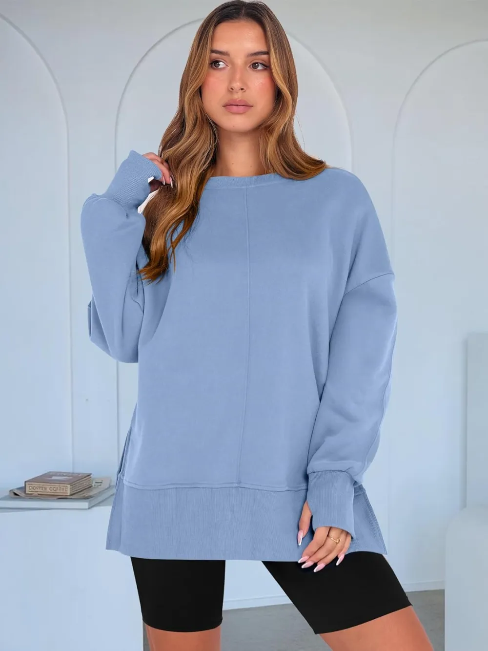 Women Oversized Sweatshirts Thumbhole Long Sleeve Hoodies Shirts