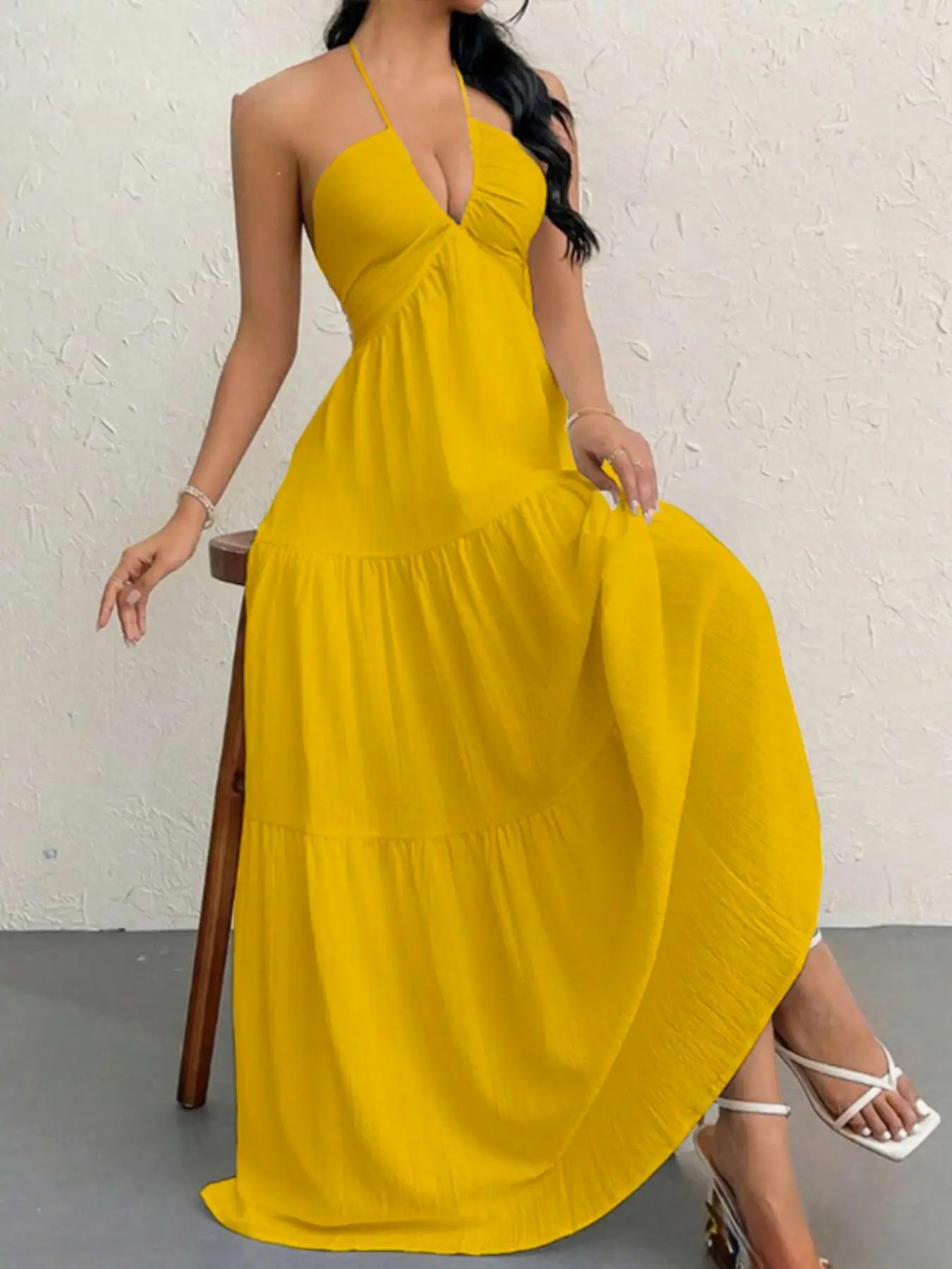 Women's Sleeveless Plain A-Line Maxi Dress