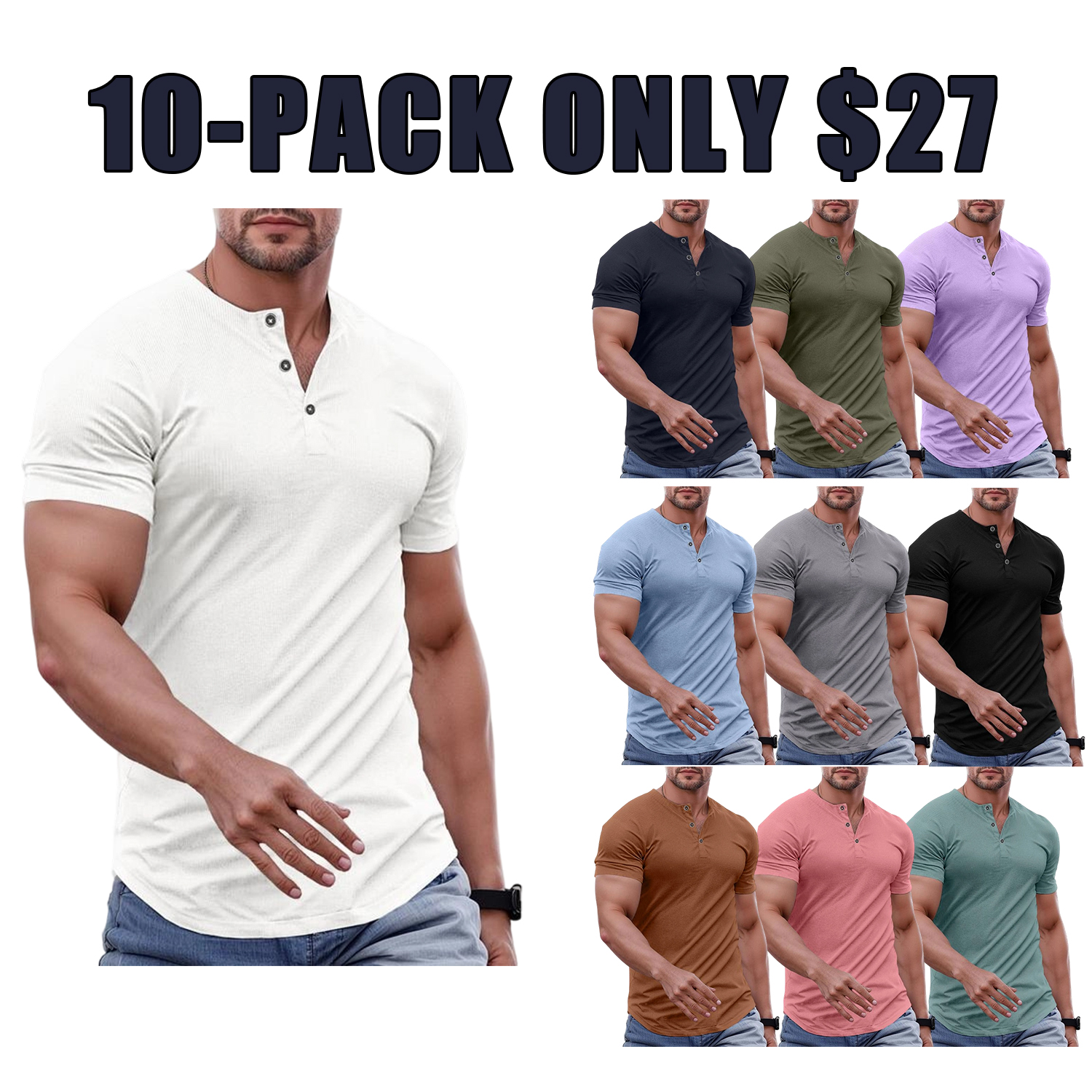 Men’s Slim Fit Longline Henley Performance Top