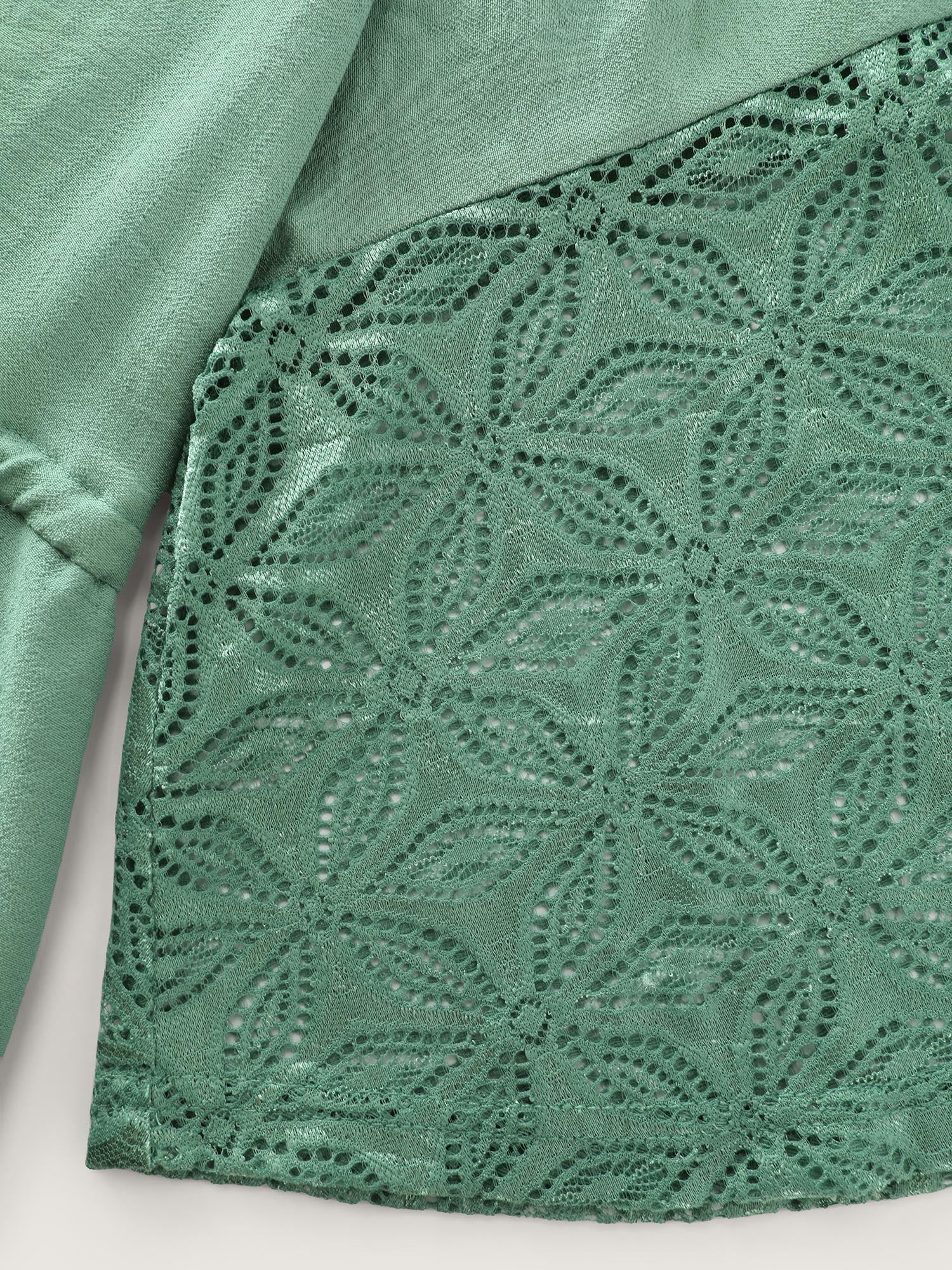 Lace Trim Sheer Sleeve Jumpsuit