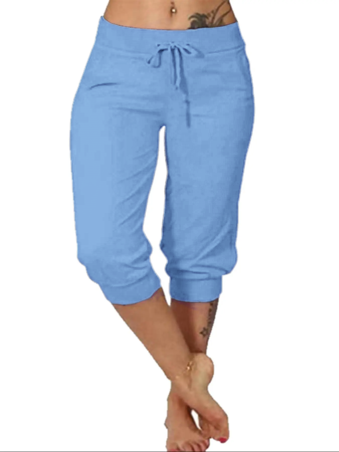Women’s Plus Size Capri Pants – Casual Comfy Summer Cropped Trousers