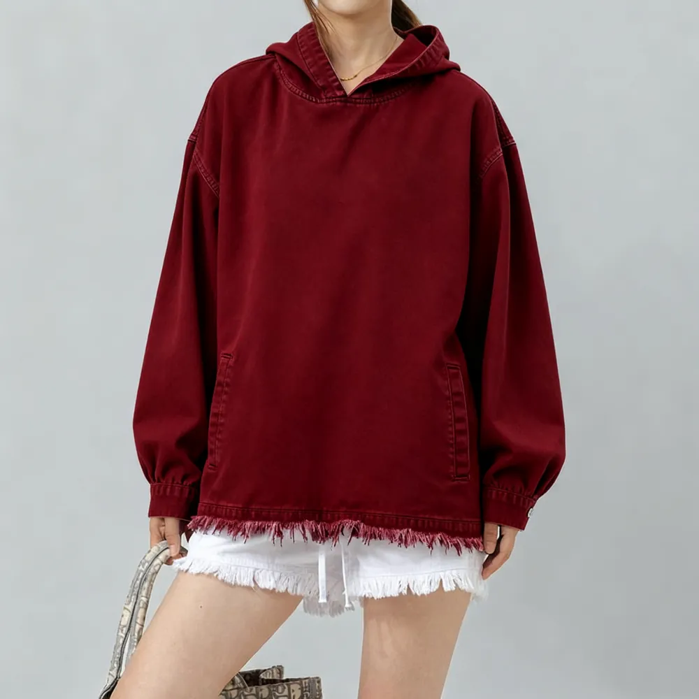 WOMEN'S DENIM HOODED SWEATSHIRT