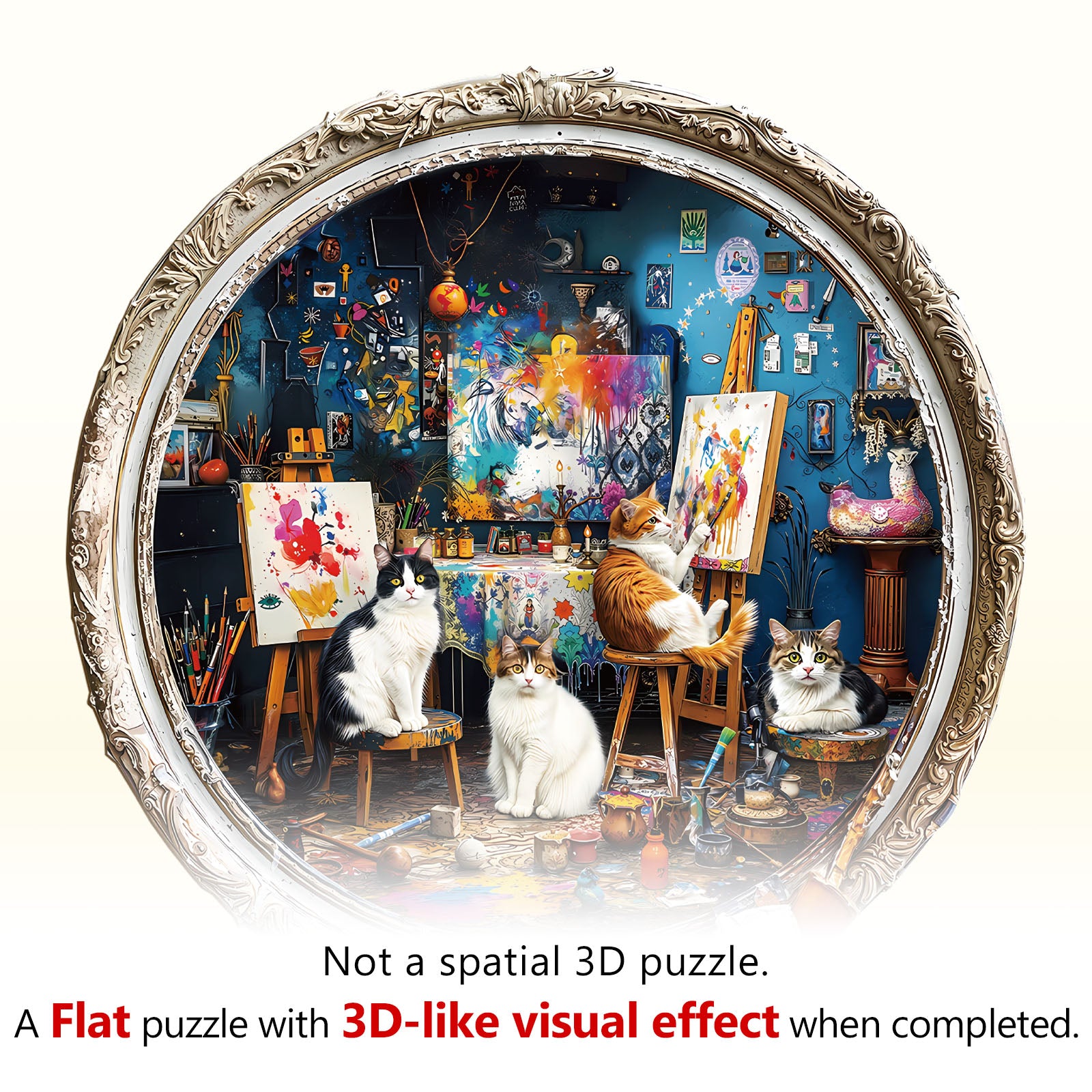 Cat Art Studio Wooden Jigsaw Puzzle