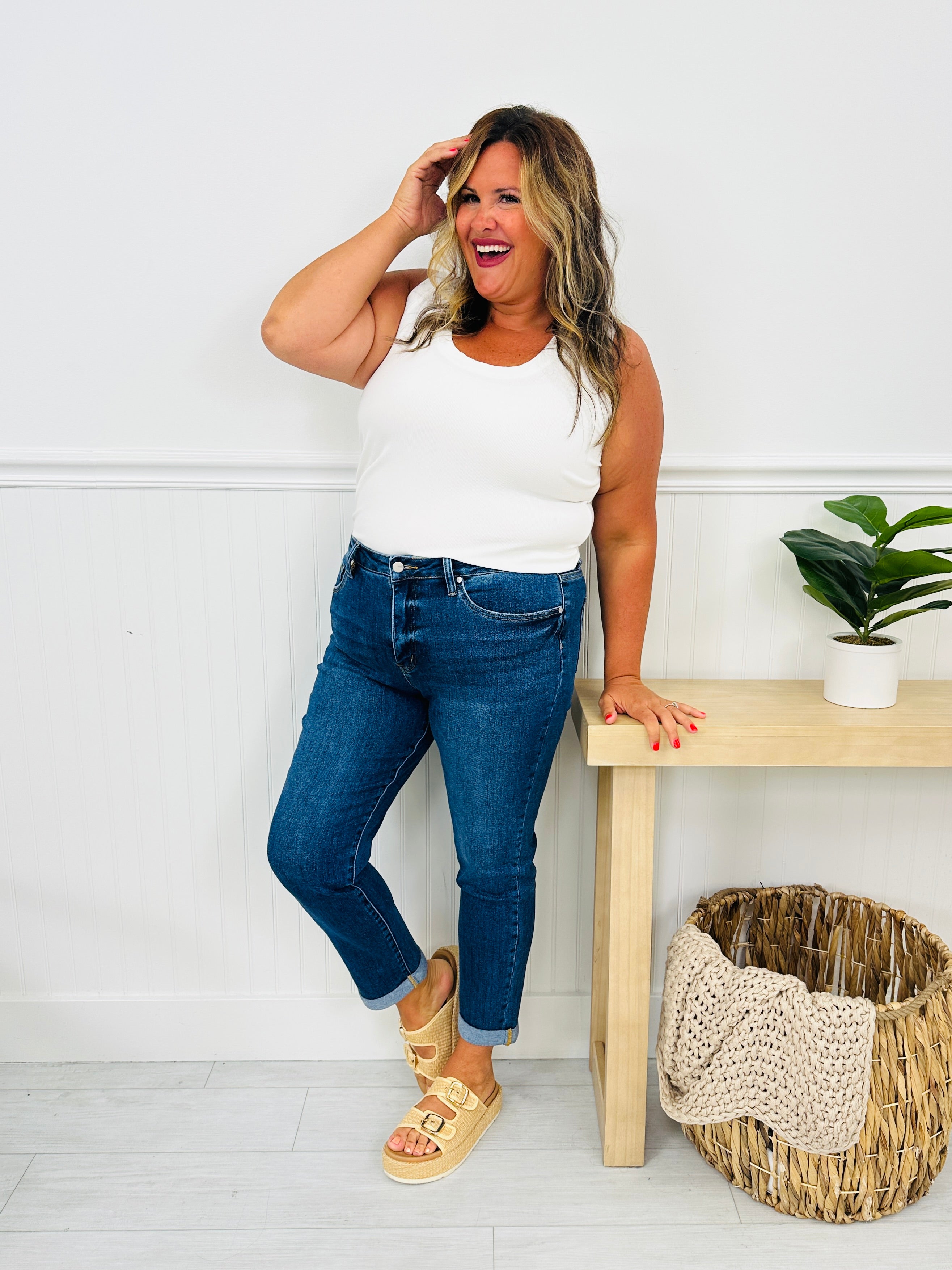 One Hundred Percent Chance Tummy Control Mom Jeans