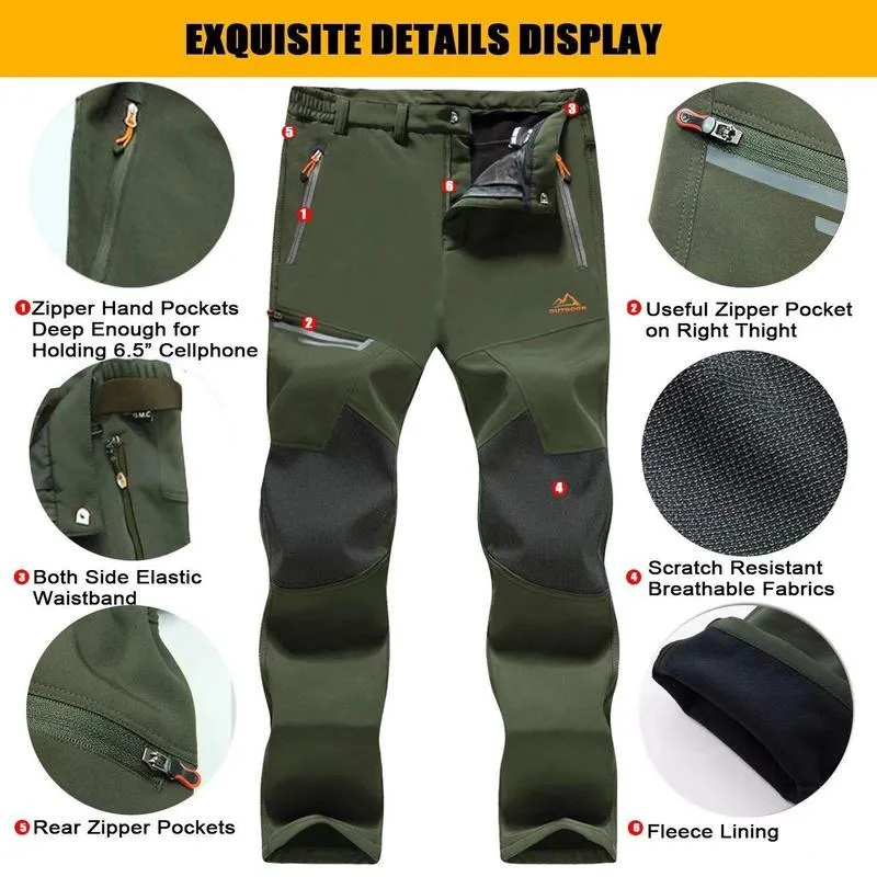 Men's winter fleece-lined ski pants