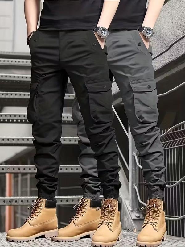 Men's Heavyweight Pants Compatible with Leggings - Workwear Trousers, Multi-Pocket Outdoor Pants with Belt Loop Closure and No Zipper, Suitable for Winter (Solid Color) - Machine Washable